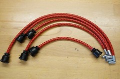 Ford 8N Red Deluxe Cloth Covered Spark Plug Wire Set Late Model 1950 51 52