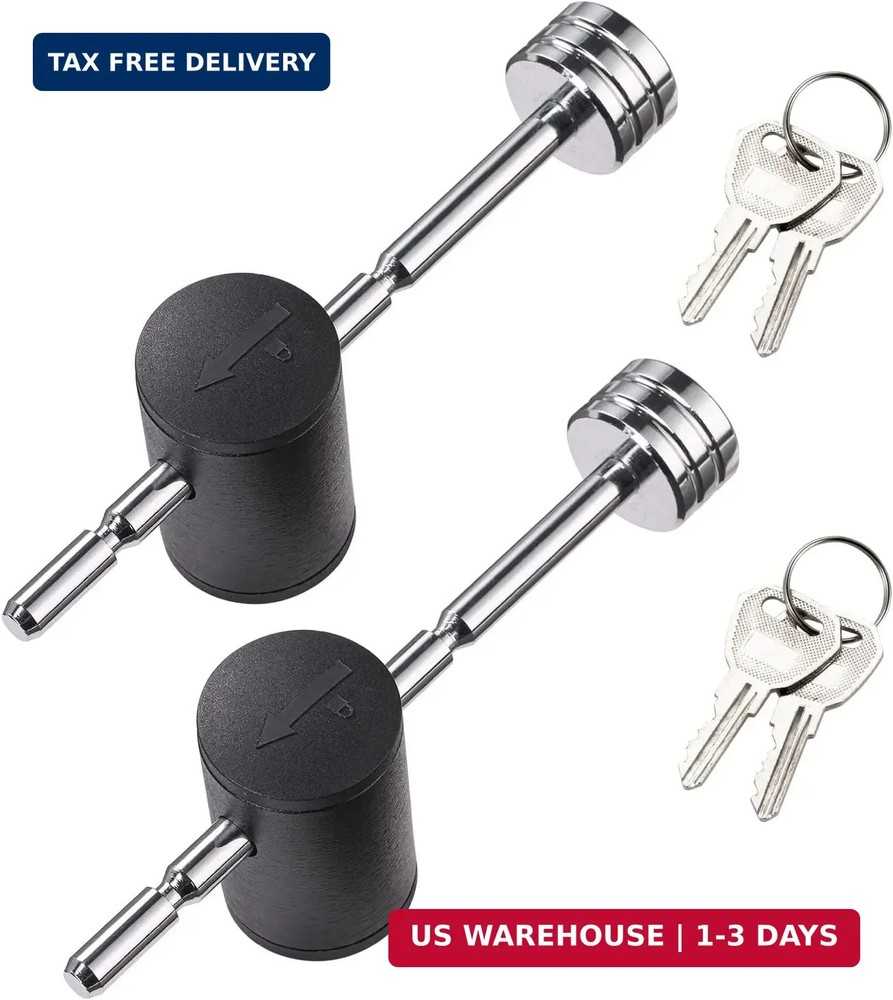 2 Pack Adjustable Trailer Coupler Lock 1/4in Pin Keyed Alike Tow Hitch Latch