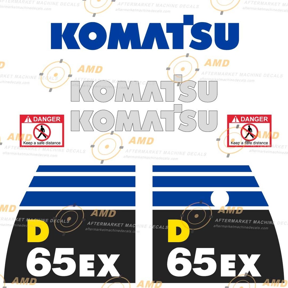 Fits D65EX-16 Komatsu Dozer Replacement Decal Kit