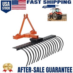 Heavy Duty 50″ Rock Rake 3-Point Landscape Rock Rake for Category-0 & 1 Tractors