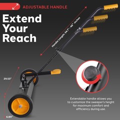 Pyle 24” Rolling Magnetic Sweeper with Adjustable 24-Inch, Black and Orange