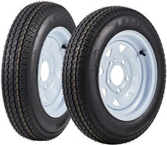 4.80-12 Trailer Tires with 12 inch Rims, 2 Pack 4.80 12 Tires 5 Lug on 4.5 inch