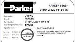 O-RING ORING SEAL PARKER V1164 2-220 V1164-75 34.52 MM 3.53 (PACK 10ea)