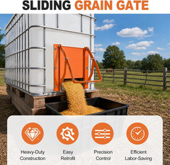9X9″ Sliding Grain Gate for IBC Tote, Alloy Steel Manual Grain Gate | Gravity-Fe