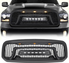 Front Grille Dodge Ram 1500 2013 2018 Matte Black Off Road Lights