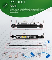 Hydraulic Top Link Cat 1-1 with Locking Block 18 1/8” – 26 3/8” with 2 Hose
