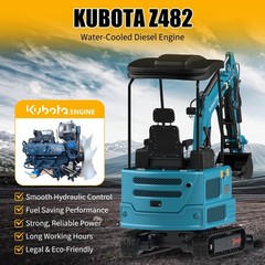 1.8Ton Mini Excavator Pilot System Kubota Hydraulic Digger 10 Attachments USA