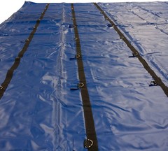Super Light 14 Oz Lumber Tarp 16×18 (4′ Drop with 4′ x 8′ Flap) – Blue
