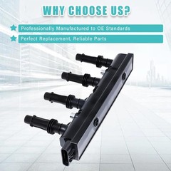 Ignition Coil and 4 Double Iridium Spark Plugs Compatible with 2011-2015 Cruze