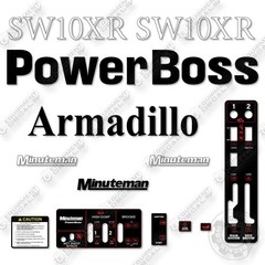 Fits Powerboss SW10XR Decal Kit Armadillo Minuteman Sweeper – 7 YEAR 3M VINYL!