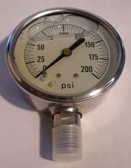 Valley Industries 2154GXX200 Bottom Mount 54-series Liquid Filled Gauge 0-200psi