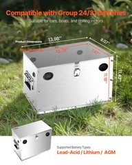 VEVOR Battery Box Group 24/31 Stainless Steel Shell for Cars & Trolling Motors