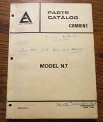 Allis Chalmers Gleaner N7 Combine Parts Catalog Manual Book 9005822 Dated 4/1980
