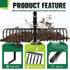 For ATV UTV Lawn Garden Tractors 60″ Landscape Rake W/1 Point Hitch Lift Steel