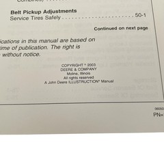 John Deere 132 154 Belt Pickup 914P Platform Operator’s Manual OMH208511 2003