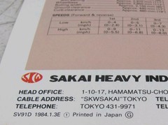 1984 Sakai SV91D Vibrating Roller Sales Brochure