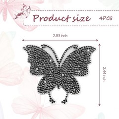 Butterfly Crystal Rhinestone Car Decals, 4PCS Self-Adhesive Bling Color: Black