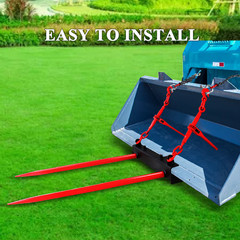 49″ Dual Hay Bale Spear, 3000lbs Load Capacity Skid Steer Loader Bucket Attachme