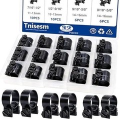 32Pcs 1/4″ 5/16″ 3/8″ Fuel Injection Gas Line Hose Clamps Black Clip Pipe Clamp