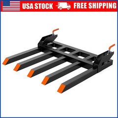 Clamp on Debris Forks Fits 48″ Bucket 2500lbs Clamp on Pallet Forks w/ 5 Tines