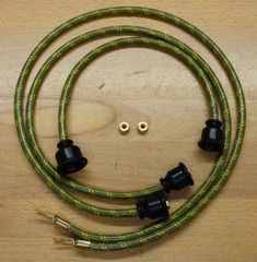 Green Cloth Copper Core Spark Plug Wire Set w/ Thumb Screws to Fit John Deere AR