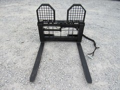 48″ Hydraulic Sliding Walk Through Pallet Fork Set Skid Steer Quick Attach