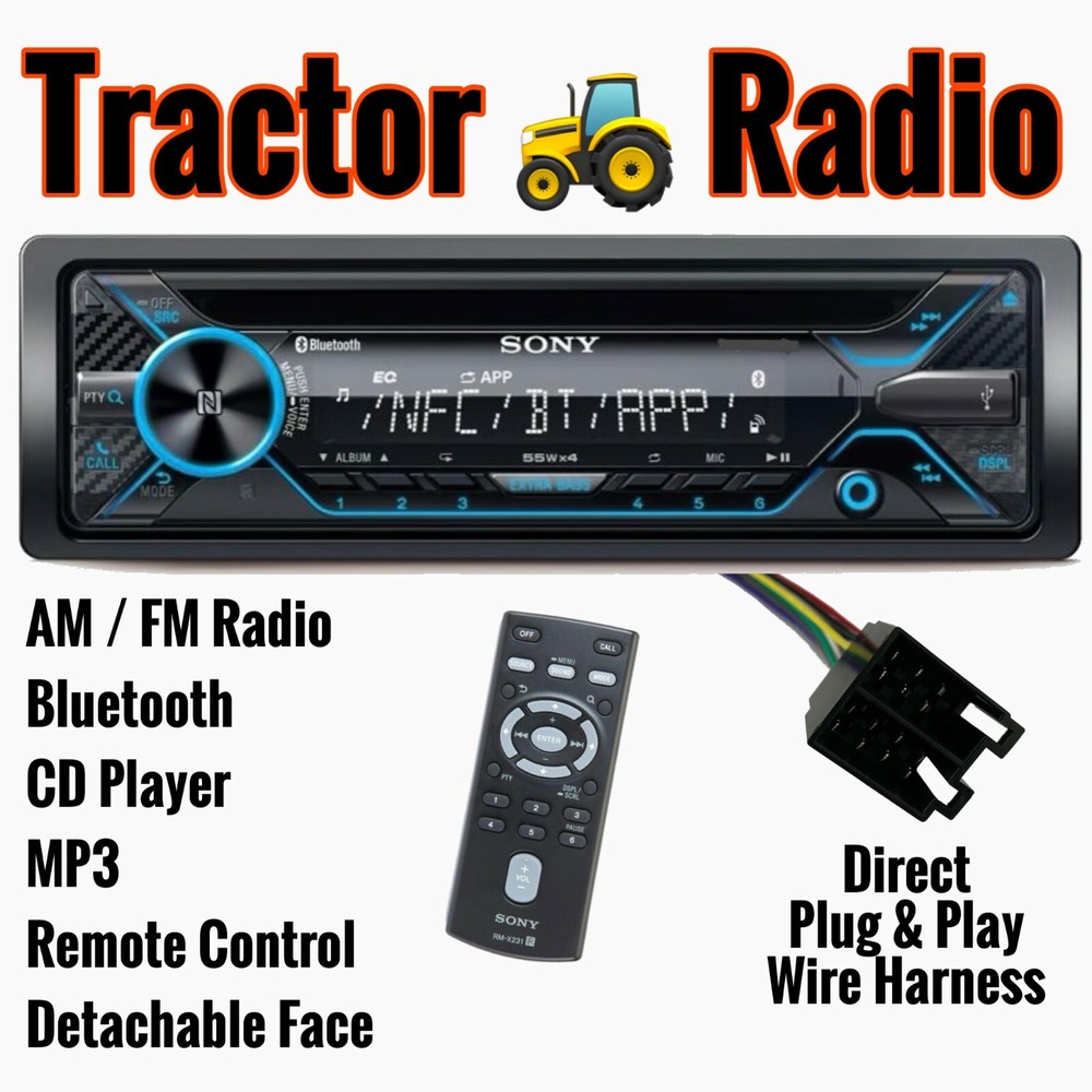 Direct Plug & Play Tractor Radio John Deere, JCB, McCormick Bluetooth CD USB AUX