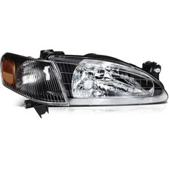 1998-2000 Toyota Corolla Headlights Clear Lens Black Housing Amber Reflector