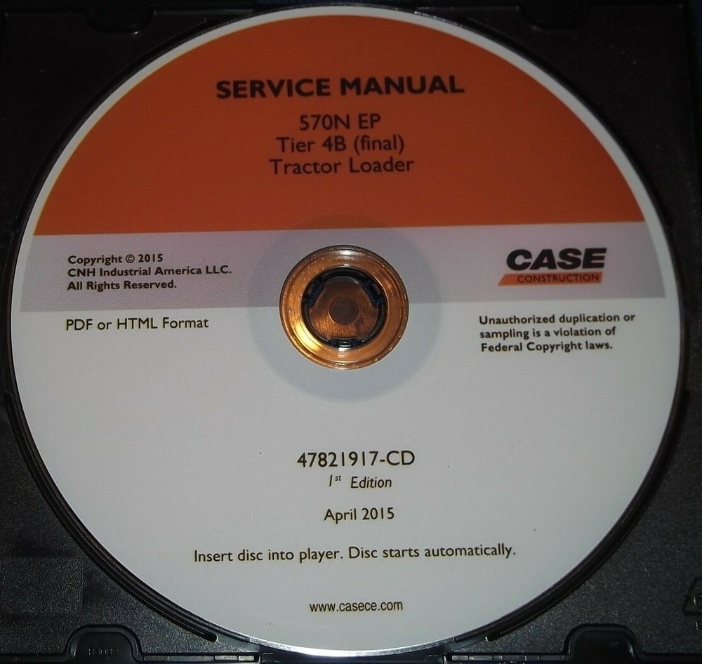 CASE 570N EP TIER 4B TRACTOR LOADER SERVICE SHOP REPAIR BOOK MANUAL CD