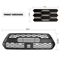 Front Hollow Grill Matte Black ABS for 2016-2022 Tacoma with Letters