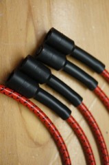 International 140 Tractor Red & Black Cloth Cover Copper Spark Plug Wires Set IH