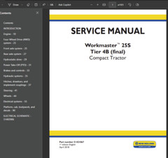New Holland WORKMASTER 25s TIER 4B Tractors Service Repair Manual 51421067 PDF
