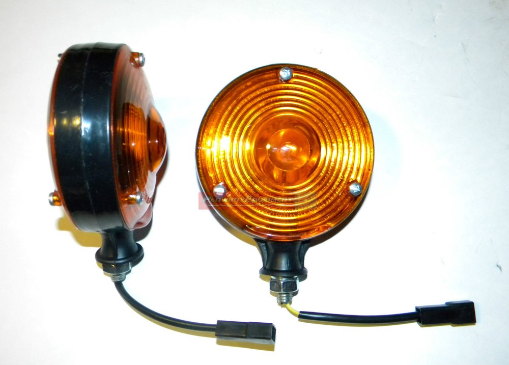 Amber Safety WARNING LIGHT 1 PAIR 12V 12 Volt for Tractor PLASTIC BODY & LENS