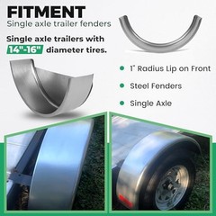 HECASA Steel Trailer Fender Round Single Axle 32x9x15″