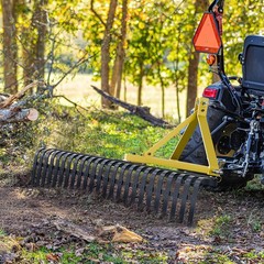 60″ Heavy-Duty Landscape Rake for Tractors, 3 Point Rock Rake with 360° Rotation