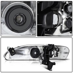 1998-2000 Toyota Corolla Headlights Clear Lens Black Housing Amber Reflector