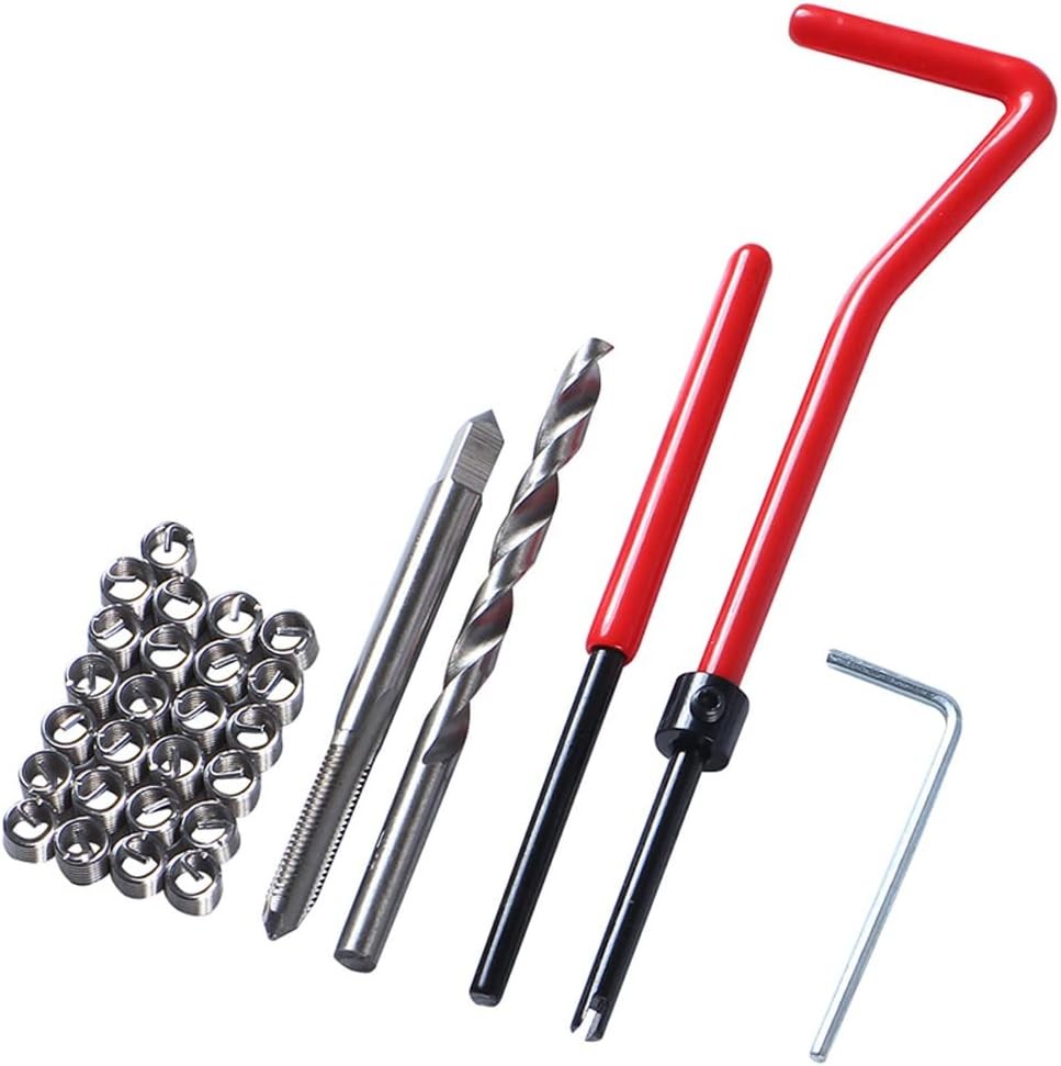 Stainless Steel M5x0.8mm Metric Thread Repair Insert Kit, 30 PCS Hand Tool Set f