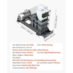Uimoso Jaw Crusher 6.10×5.12 inch Feed Size Rock and Stone Crushing Machine 220V