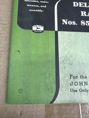 John Deere 851 858 Semi-Integral Side-Delivery Rake Operators Manual OM-E18-1255