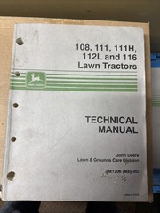 John Deere 108, 111, 111H, 112L, And 116 Lawn Tractors Technical Manual