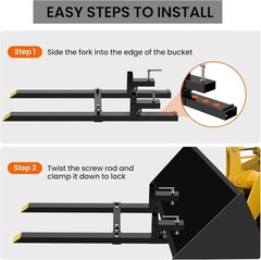 60″ Pallet Forks 4000 Lbs Clamp-On Pallet Forks With Adjustable Stabilizer Bar