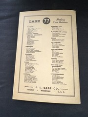 Original Case Model “O” Series Field Tiller Set Up and Operating Manual -D1576