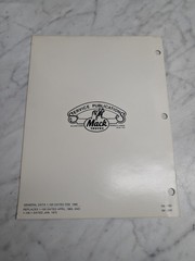 MACK TRUCKS FASTENER TORQUE MANUAL GENERAL DATA 1-100 1985
