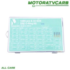 ALL-CARB 1086Pcs 32Size SAE O Ring Assortment Kit with 4 Pick & Hook, ID:1/8”-2”