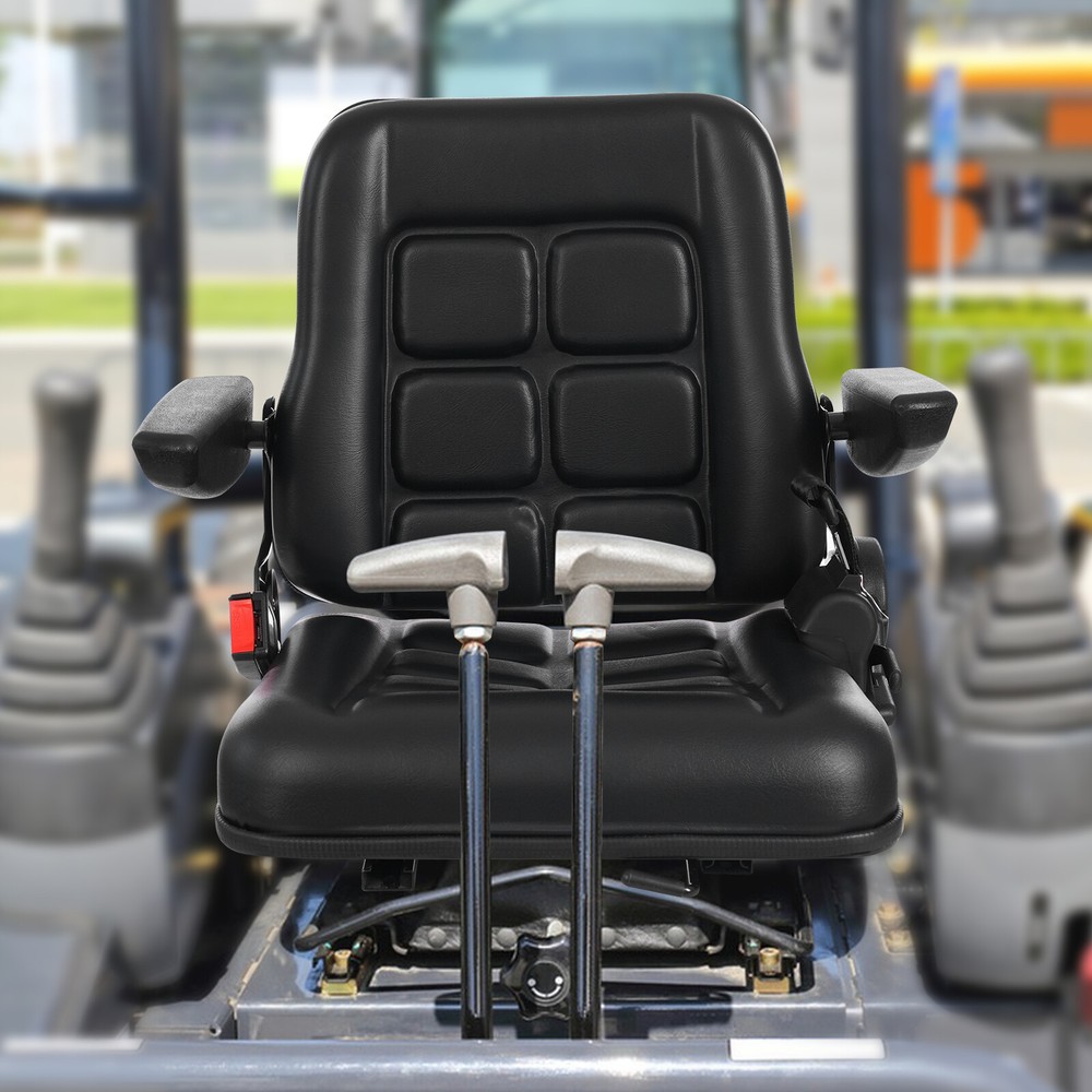 Adjustable Forklift Tractor Lawn Mower Seat with Armrests 35°–180° Backrest