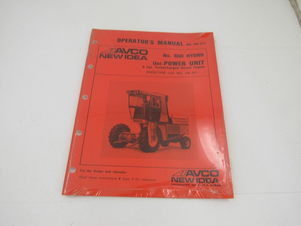 New Idea 800 Hydro Uni-Power Unit 6 Cyl Turbo Diesel Operator’s Manual