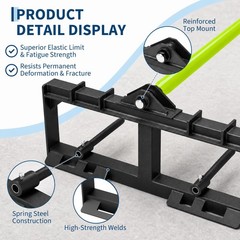 49″ Hay Spear W/2pcs 17″ Stabilizer Spears Spike Fork | 3000lbs Quick Attach