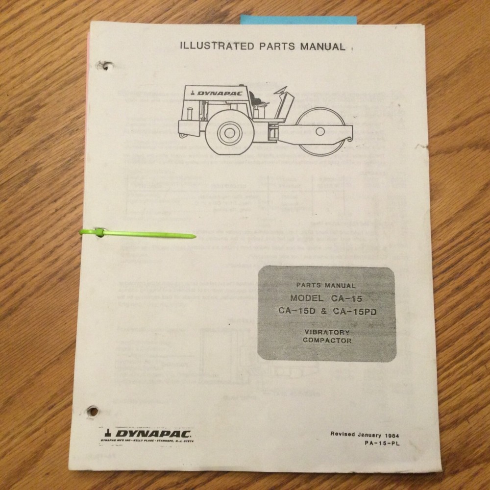Dynapac CA-15 PARTS MANUAL BOOK CATALOG LIST VIBRATORY COMPACTOR ROLLER GUIDE