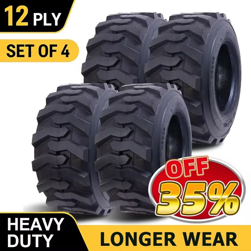 12×16.5 Skid Steer Tires 12 Ply Heavy Duty 4-Pack Longer Wear Loader 12-16.5