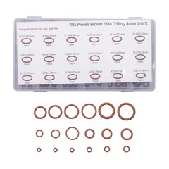 185 Pcs FKM Brown O-Ring Kit,75A Durometer,18 Kind Size from 2.57mm to 20.22mm